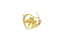 Load image into Gallery viewer, 14K Victorian Seed Pearl Enamel Heart Clover Pin/Brooch Yellow Gold