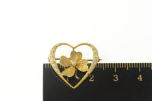 Load image into Gallery viewer, 14K Victorian Seed Pearl Enamel Heart Clover Pin/Brooch Yellow Gold