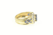 Load image into Gallery viewer, 14K 2.45 Ctw Sapphire Diamond Halo Engagement Ring Size 5.75 Yellow Gold