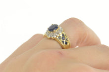 Load image into Gallery viewer, 14K 2.45 Ctw Sapphire Diamond Halo Engagement Ring Size 5.75 Yellow Gold