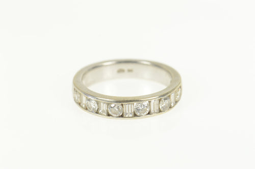 14K 1.10 Ctw Baguette Round Diamond Wedding Band Ring Size 6.5 White Gold