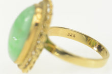 Load image into Gallery viewer, 14K 1960&#39;s Jade Oval Cabochon Twist Trim Cocktail Ring Size 6.5 Yellow Gold