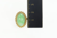 Load image into Gallery viewer, 14K 1960&#39;s Jade Oval Cabochon Twist Trim Cocktail Ring Size 6.5 Yellow Gold