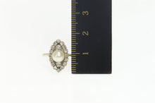 Load image into Gallery viewer, 14K 1950&#39;s Pearl Diamond Halo Engagement Ring Size 4.5 White Gold