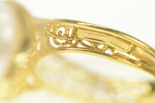 Load image into Gallery viewer, 14K Pearl Swirl Filigree Statement Cocktail Ring Size 7.25 Yellow Gold