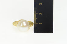 Load image into Gallery viewer, 14K Pearl Swirl Filigree Statement Cocktail Ring Size 7.25 Yellow Gold
