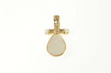 Load image into Gallery viewer, 14K Pear Tear Drop Pearl Bar Accent Statement Pendant Yellow Gold