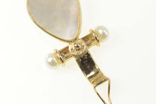 Load image into Gallery viewer, 14K Pear Tear Drop Pearl Bar Accent Statement Pendant Yellow Gold