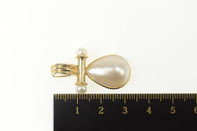 Load image into Gallery viewer, 14K Pear Tear Drop Pearl Bar Accent Statement Pendant Yellow Gold