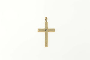 10K Art Deco Diamond Heart Cross Christian Pendant Yellow Gold