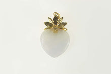 Load image into Gallery viewer, 14K Lilac Jade Heart Flower Cluster Statement Pendant Yellow Gold