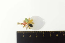 Load image into Gallery viewer, 14K Lilac Jade Heart Flower Cluster Statement Pendant Yellow Gold