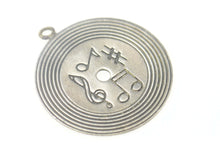 Load image into Gallery viewer, Sterling Silver Music Symbol Engraved Vinyl Record Charm/Pendant