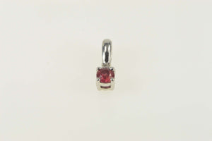 14K Ruby Diamond Accent Classic Simple Pendant White Gold