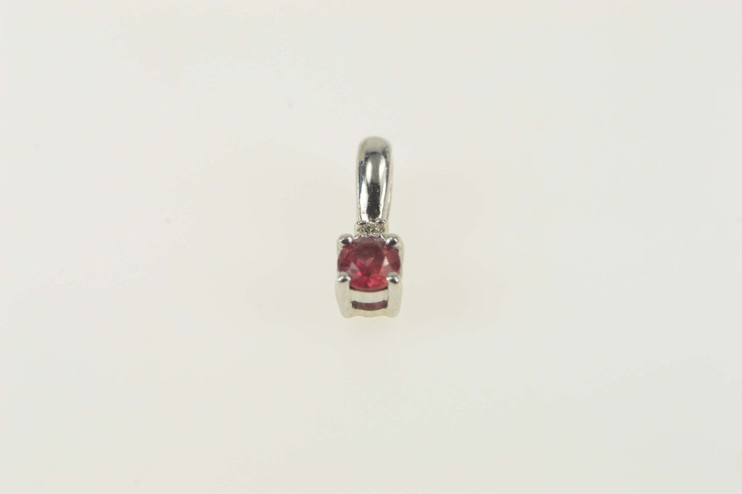 14K Ruby Diamond Accent Classic Simple Pendant White Gold