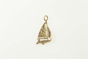 14K 3D Sail Boat Ocean Sailing Nautical Charm/Pendant Yellow Gold