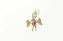 Load image into Gallery viewer, 14K February Birthstone Baby CZ Angel Charm/Pendant Yellow Gold