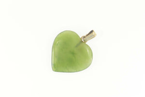 Gold Filled Carved Nephrite Jade Heart Love Symbol Pendant