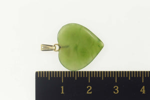 Gold Filled Carved Nephrite Jade Heart Love Symbol Pendant