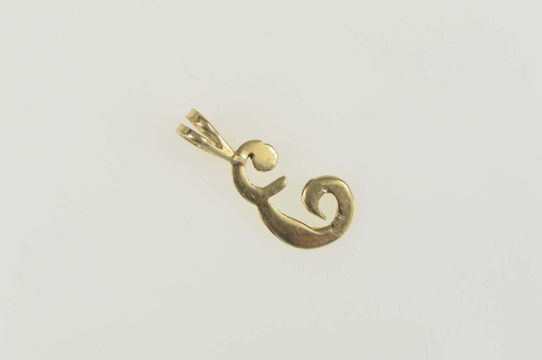 14K E Monogram Cursive Letter Initial Charm/Pendant Yellow Gold