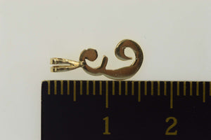 14K E Monogram Cursive Letter Initial Charm/Pendant Yellow Gold