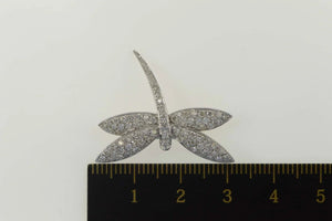 18K 0.94 Ctw Pave Diamond Dragonfly Statement Pendant White Gold