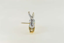 Load image into Gallery viewer, 18K Light Blue Baroque Pearl Antelope Deer Buck Pin/Brooch Yellow Gold