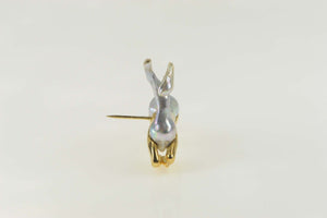 18K Light Blue Baroque Pearl Antelope Deer Buck Pin/Brooch Yellow Gold