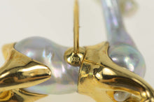 Load image into Gallery viewer, 18K Light Blue Baroque Pearl Antelope Deer Buck Pin/Brooch Yellow Gold