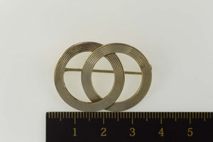 Gold Filled Grooved Pinstripe Circle Statement Pin/Brooch