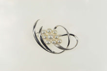 Load image into Gallery viewer, Sterling Silver Mikimoto Pearl Cluster Swirl Statement Pin/Brooch