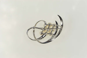 Sterling Silver Mikimoto Pearl Cluster Swirl Statement Pin/Brooch