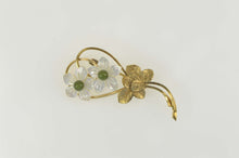 Load image into Gallery viewer, Gold Filled Mother of Pearl Carved Flower Nephrite Pin/Brooch