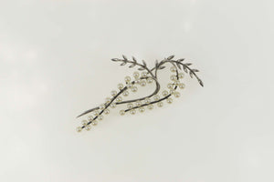 Sterling Silver Retro Pearl Artisanal Vine Cluster Fruit Pin/Brooch