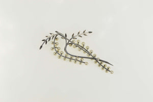 Sterling Silver Retro Pearl Artisanal Vine Cluster Fruit Pin/Brooch