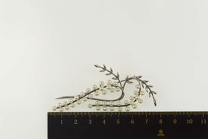 Sterling Silver Retro Pearl Artisanal Vine Cluster Fruit Pin/Brooch