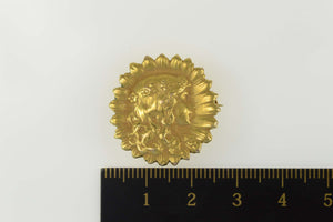 18K Art Nouveau Lady Sunflower Girl Ornate Pin/Brooch Yellow Gold