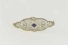 Load image into Gallery viewer, 10K Ornate Art Deco Filigree Vine Motif Bar Pin/Brooch White Gold