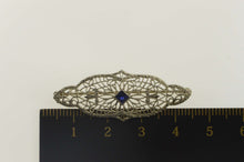 Load image into Gallery viewer, 10K Ornate Art Deco Filigree Vine Motif Bar Pin/Brooch White Gold