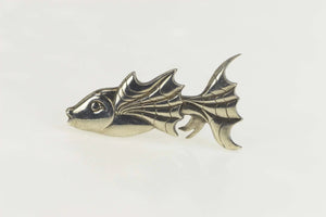 Sterling Silver Stylized Retro Fish Guppy Statement Pin/Brooch