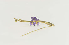 Load image into Gallery viewer, 14K Amethyst Flower Retro Wavy Statement Pin/Brooch Yellow Gold