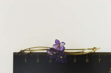 Load image into Gallery viewer, 14K Amethyst Flower Retro Wavy Statement Pin/Brooch Yellow Gold