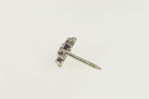 14K 1930's Ruby Diamond Flower Cluster Lapel Stick Pin White Gold