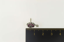 Load image into Gallery viewer, 14K 1930&#39;s Ruby Diamond Flower Cluster Lapel Stick Pin White Gold