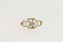 Load image into Gallery viewer, 10K Victorian Enamel Seed Pearl Flower Bar Pin/Brooch Yellow Gold