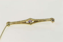 Load image into Gallery viewer, 14K Art Deco Two Tone Etched Amethyst Bar Pin/Brooch Yellow Gold