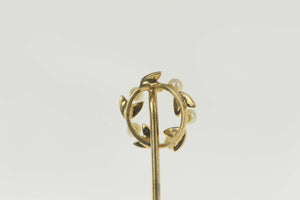 14K Victorian Seed Pearl Vine Wreath Ornate Stick Pin Yellow Gold