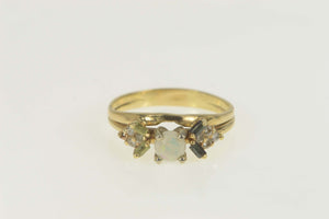 14K Natural Opal Baguette Emerald Peridot Diamond Ring Size 8 Yellow Gold
