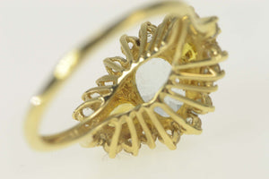 14K Oval Blue Topaz Citrine CZ Halo Statement Ring Size 9 Yellow Gold