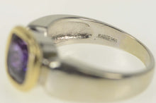 Load image into Gallery viewer, 14K Cushion Amethyst Two Tone Statement Ring Size 6.75 White Gold